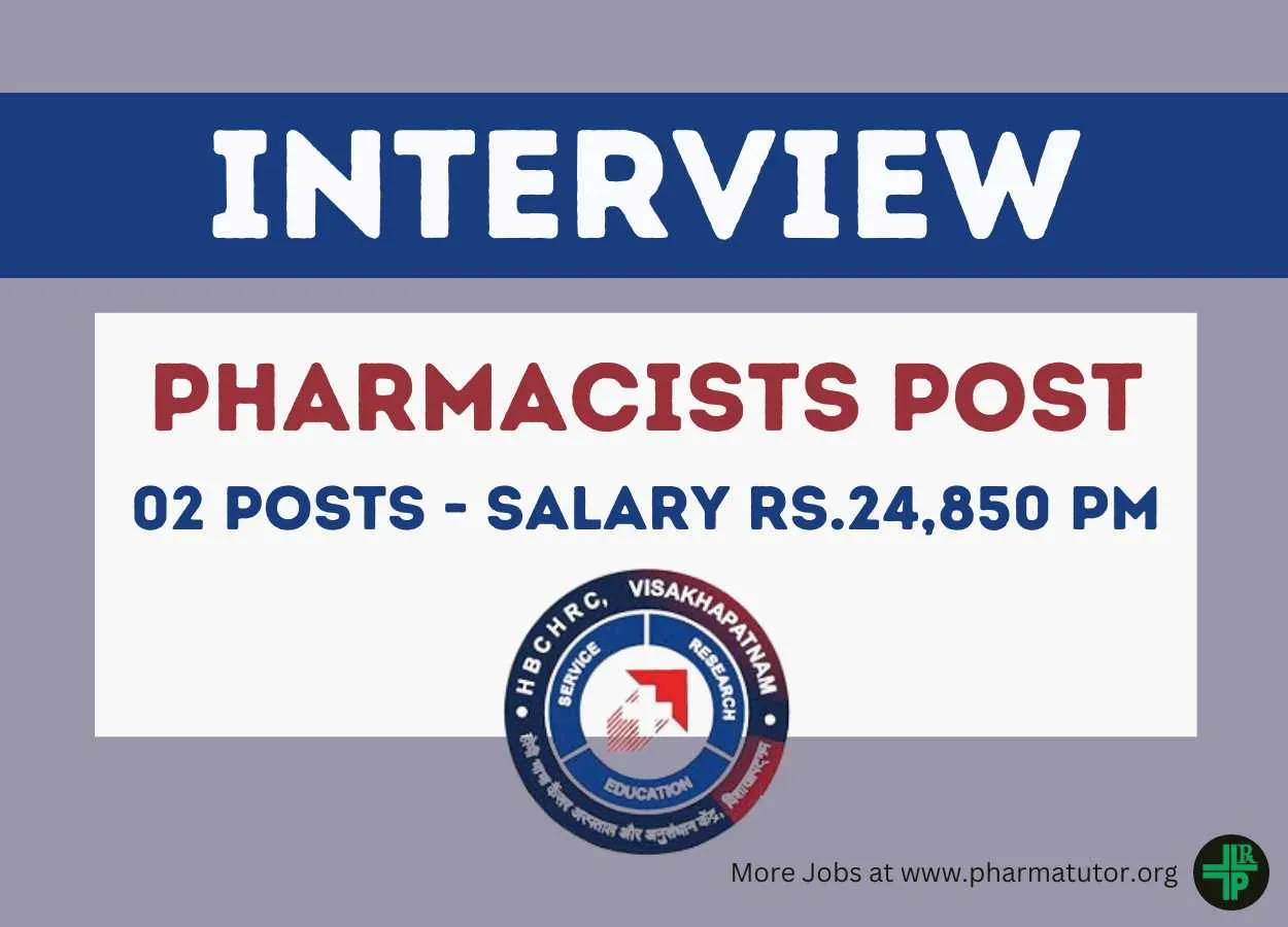 Pharmacists Interview at Homi Bhabha Cancer Hospital & Research Centre