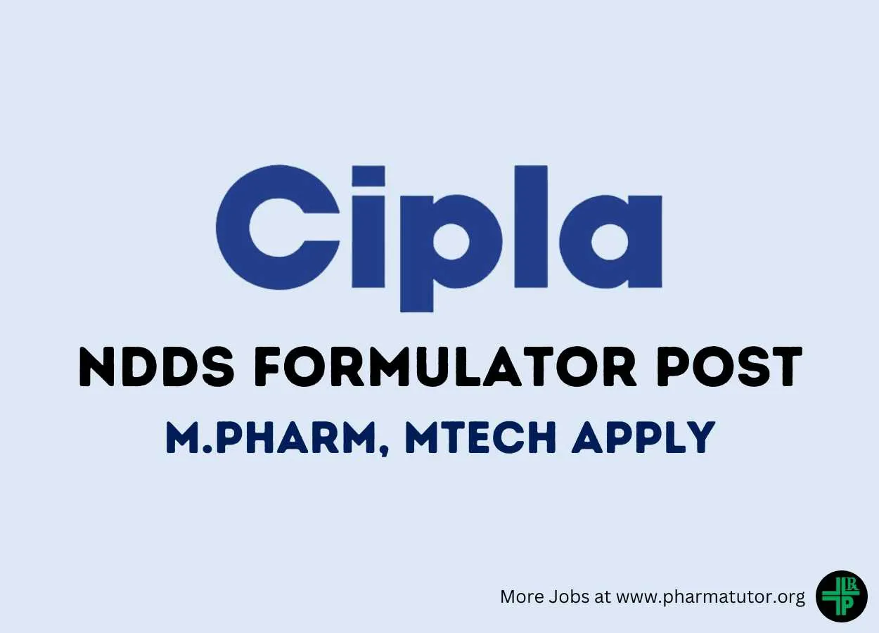 Work as NDDS Formulator at Cipla