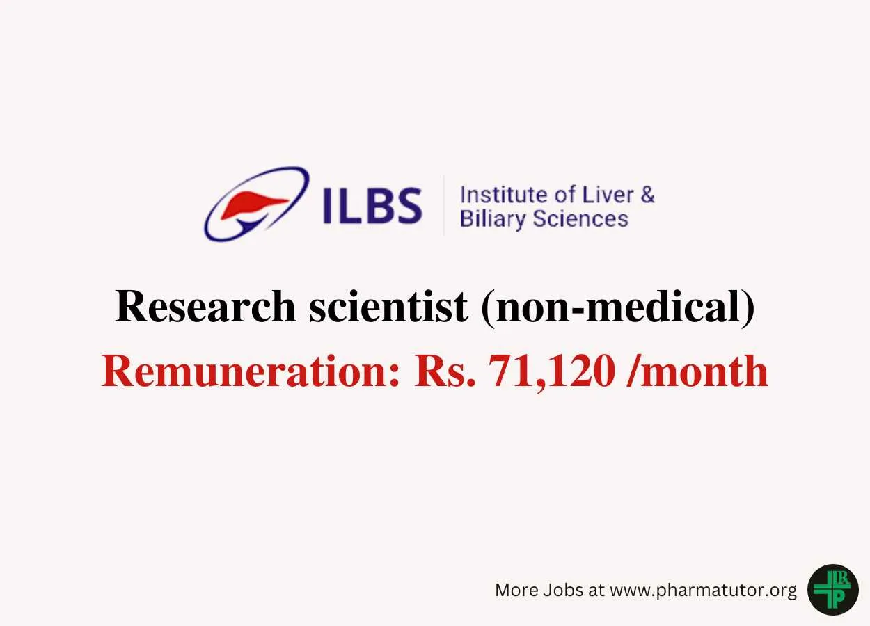 Advertisement for post of Project Research Scientist 1 Non-Medical at ILBS