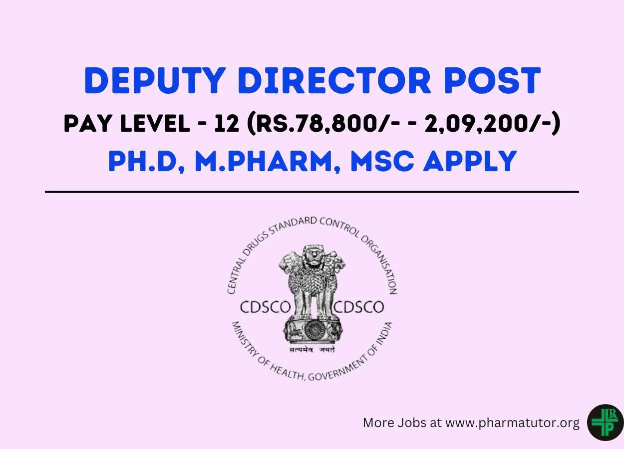Applications are invited for post of Deputy Director at Central Drugs Testing Laboratory