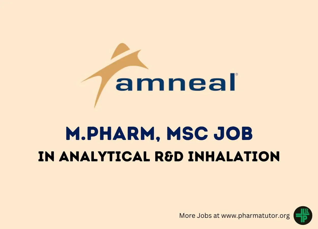 Job for M.Pharm, MSc in Analytical R&D Inhalation at Amneal Pharmaceuticals