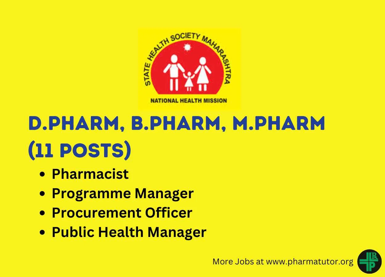 Job openings for D.Pharm, B.Pharm, M.Pharm in State Health Society