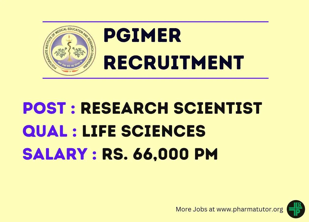 PGIMER looking for Research Scientist - Life Sciences Apply
