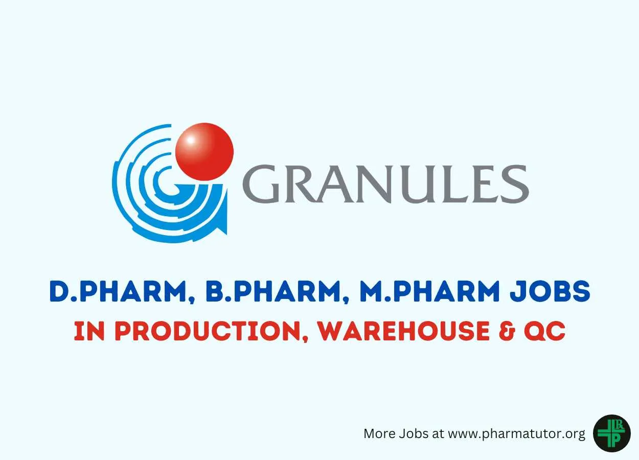 Walk In Drive for D.Pharm, B.Pharm, M.Pharm in Production, Warehouse & QC at Granules India