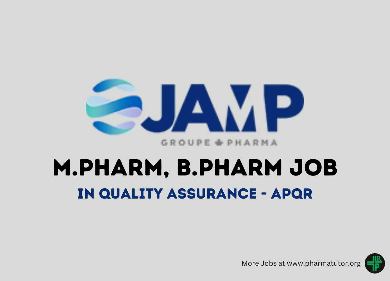 Work as Quality Assurance Executive at JAMP Pharma group