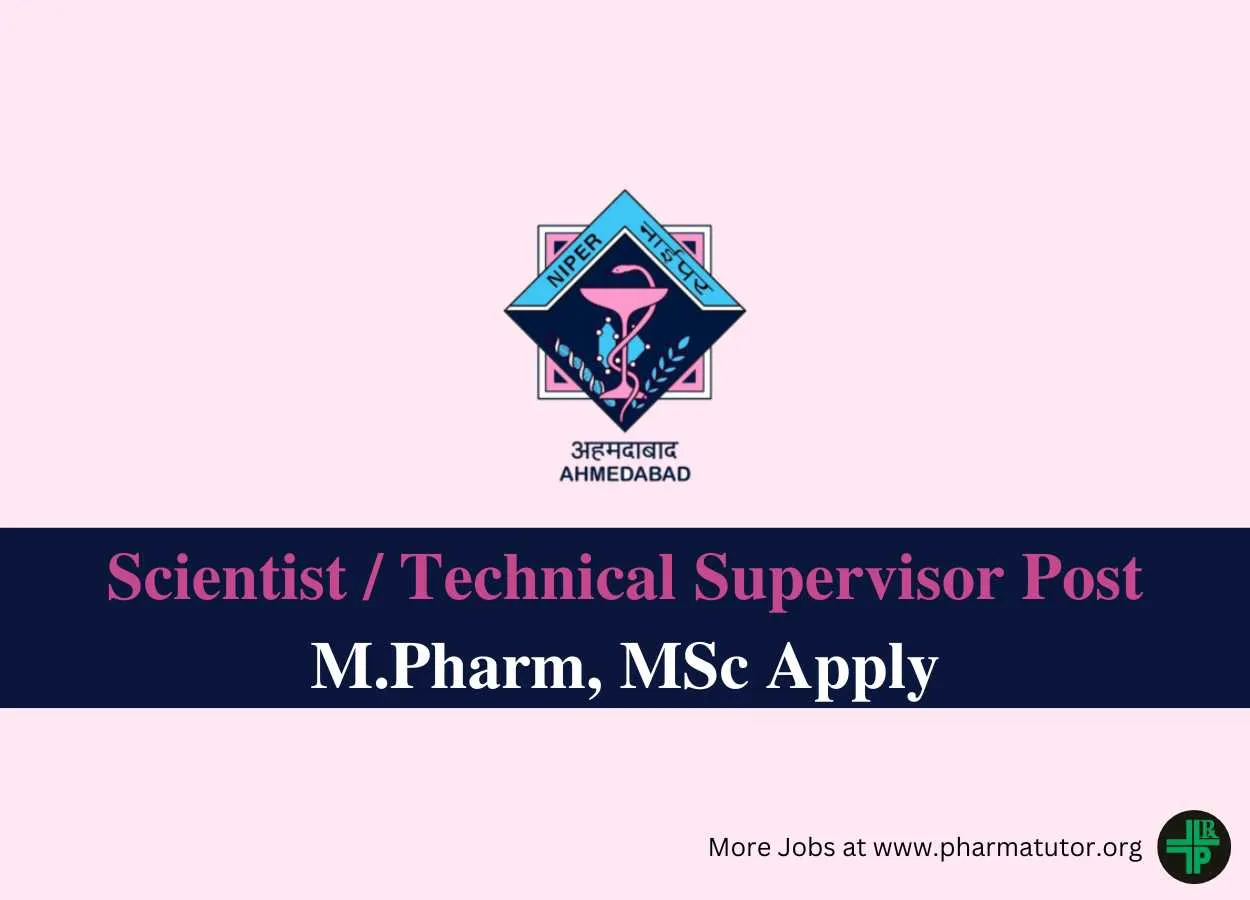 Work as Scientist / Technical Supervisor at NIPER