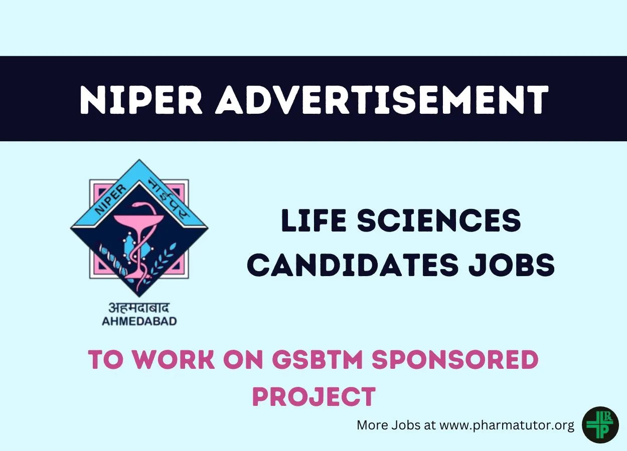 Advertisement for Life Sciences candidates to work in GSBM funded project at GBU