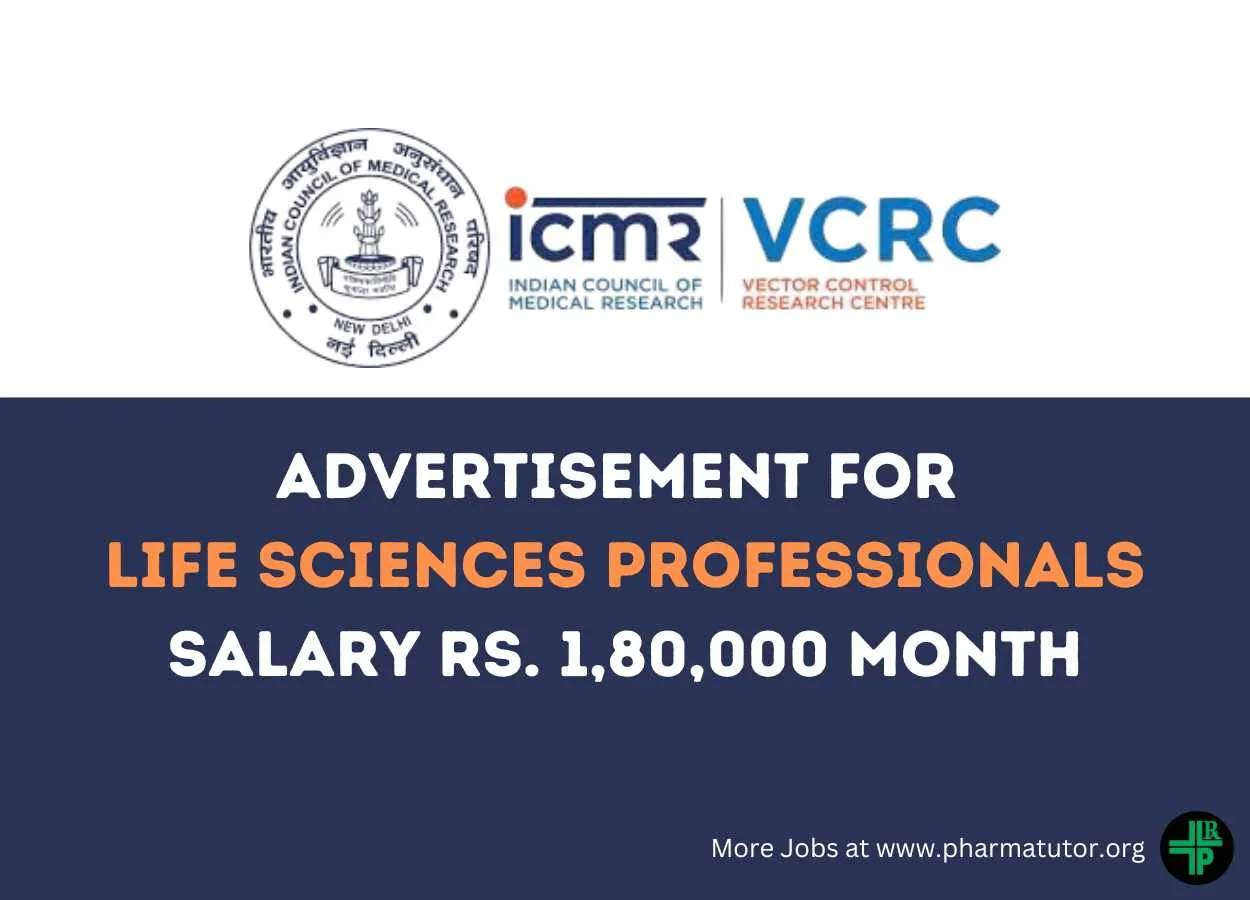 Advertisement for Life Sciences Professionals at Vector Control Research Centre