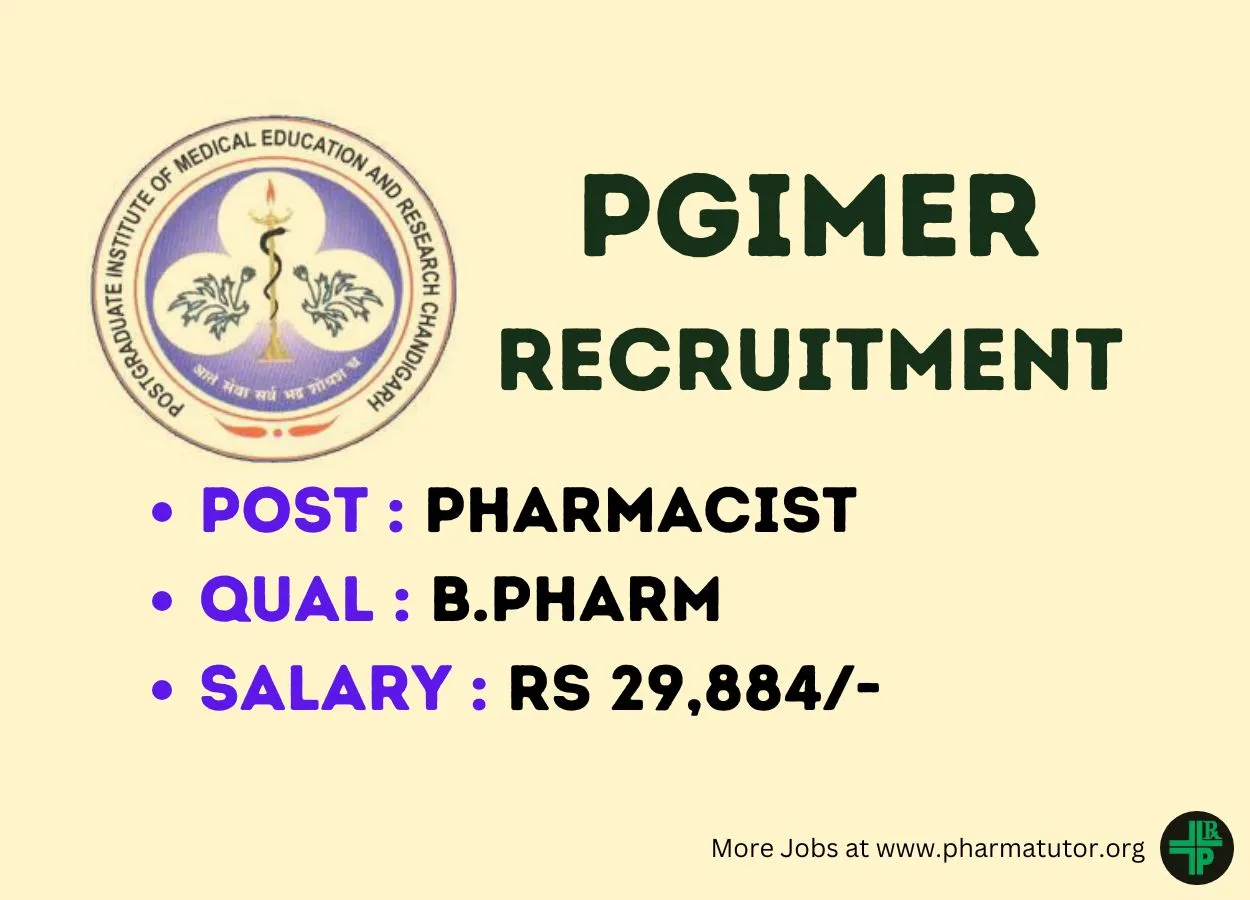 Applications are invited for post of Pharmacist at PGIMER