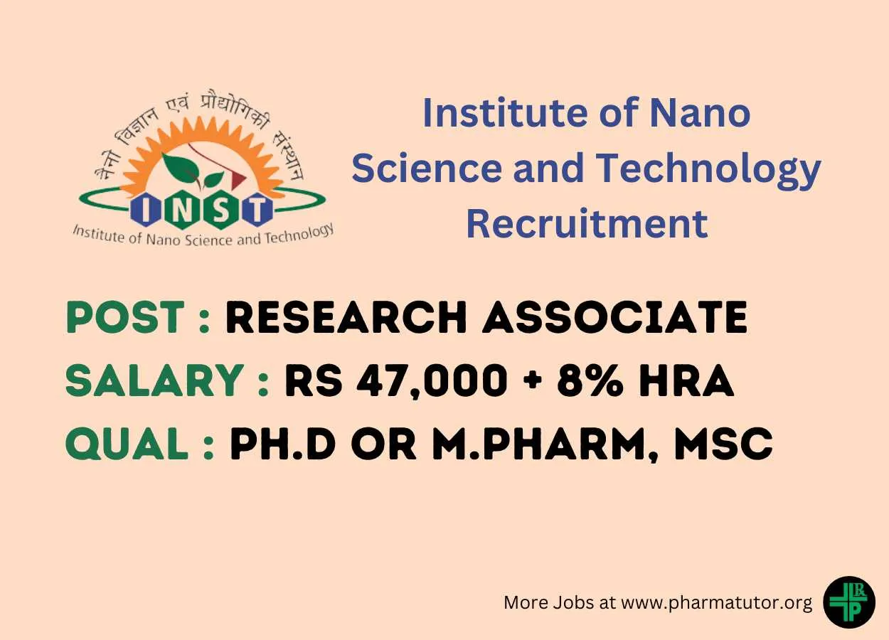 Opportunity for Ph.D or M.Pharm, MSc to work in project funded by AISTIC at INST Mohali