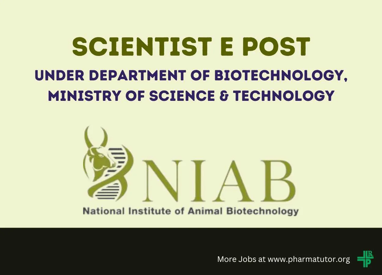 NIAB invites applications for post of Scientist E