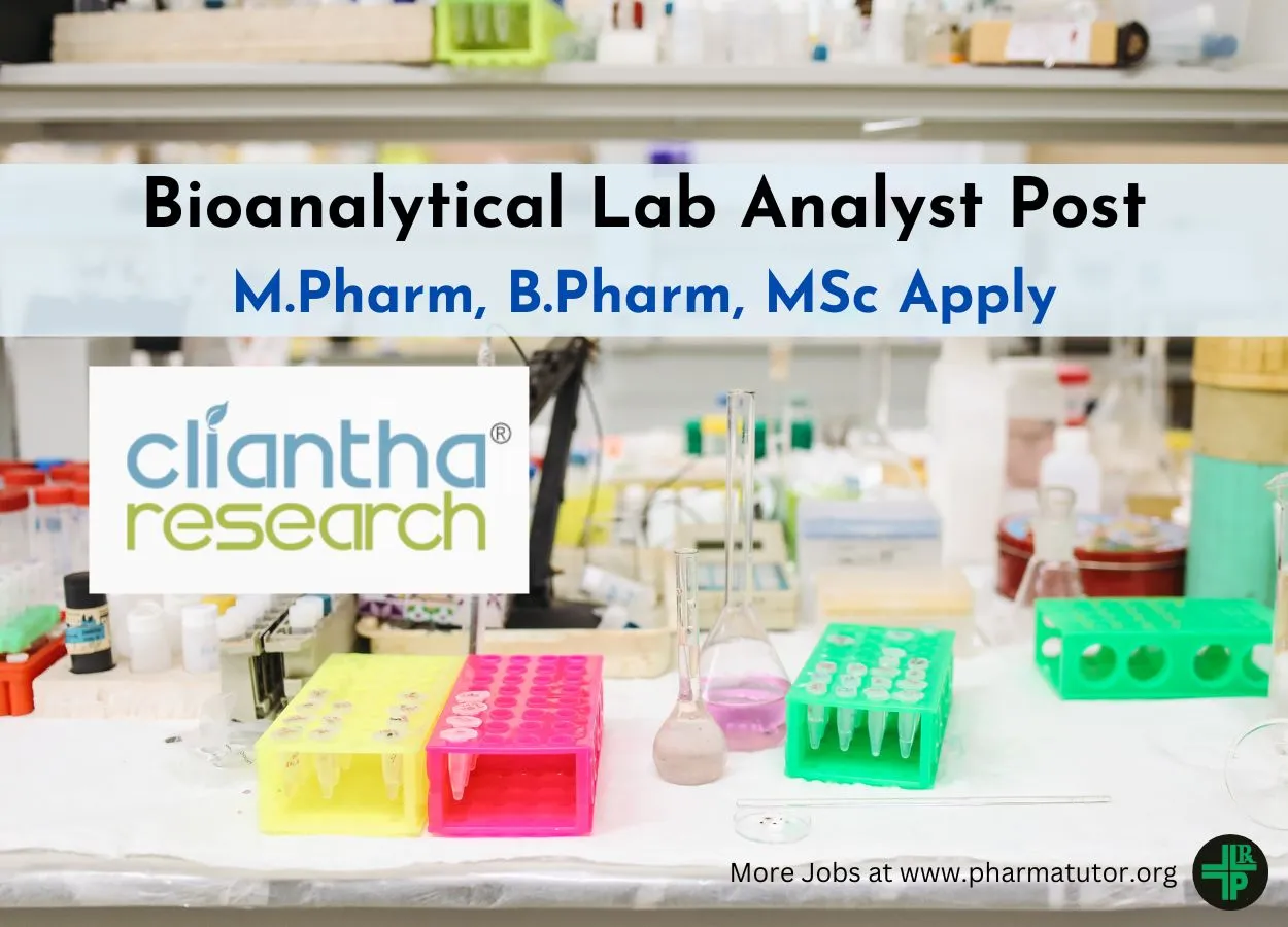Walk in Drive for M.Pharm, B.Pharm, MSc as Analyst at Cliantha Research