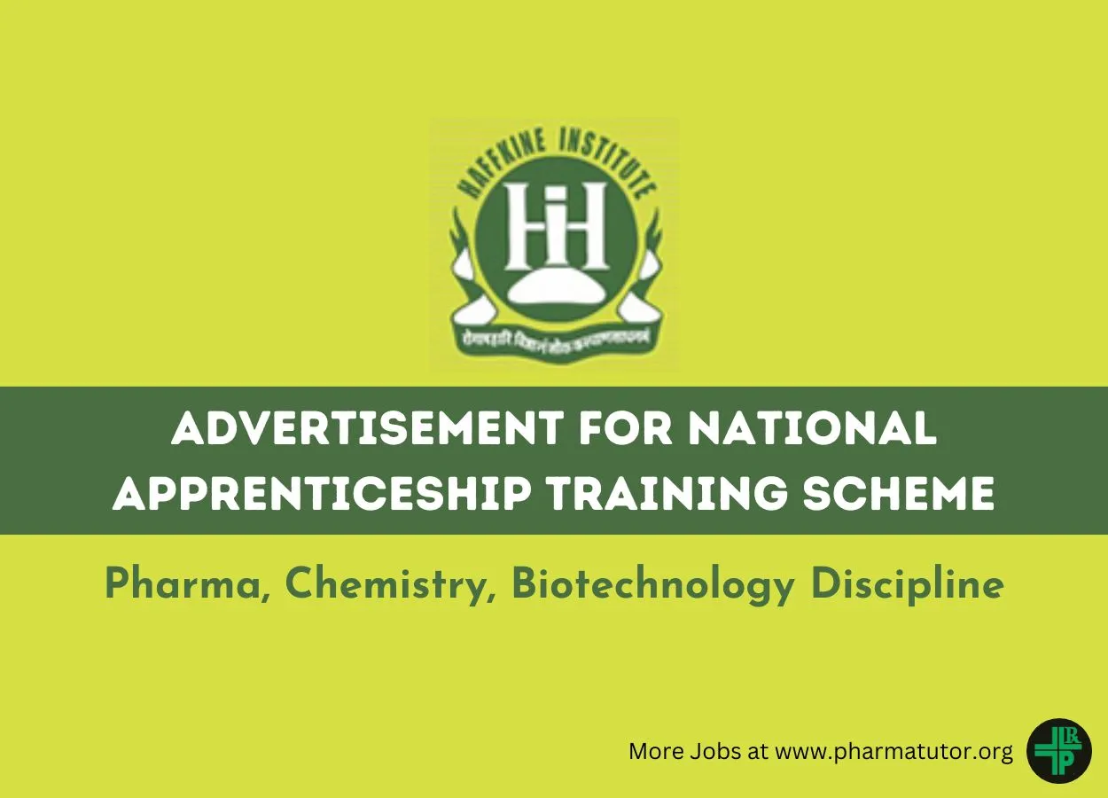 Advertisement For National Apprenticeship Training Scheme at Haffkine Institute