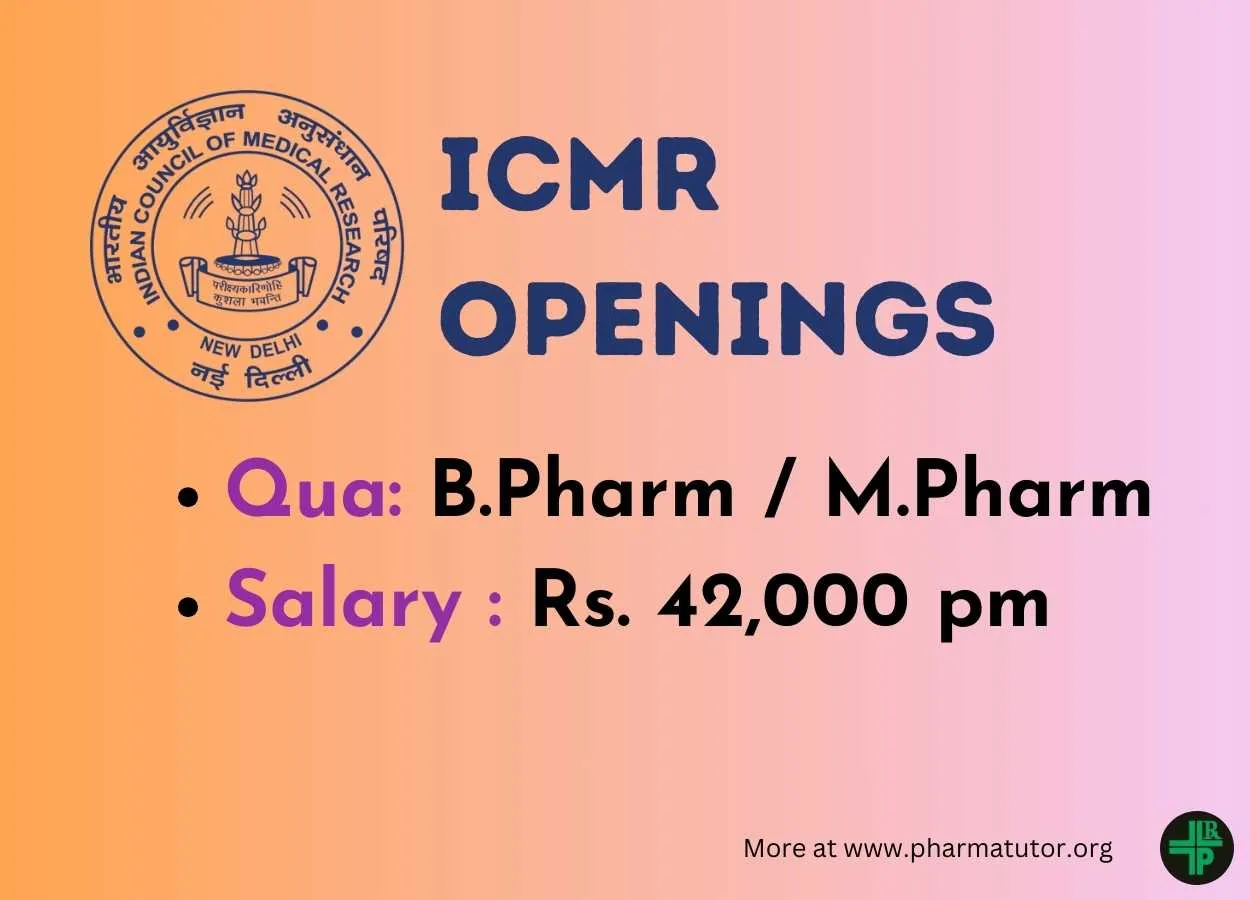 Career for M.Pharm, MSc as Young Professional at ICMR