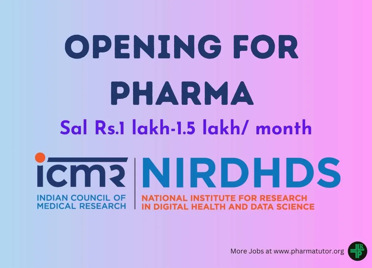 Career for Pharma Professional as Consultant at ICMR-NIRDH&DS