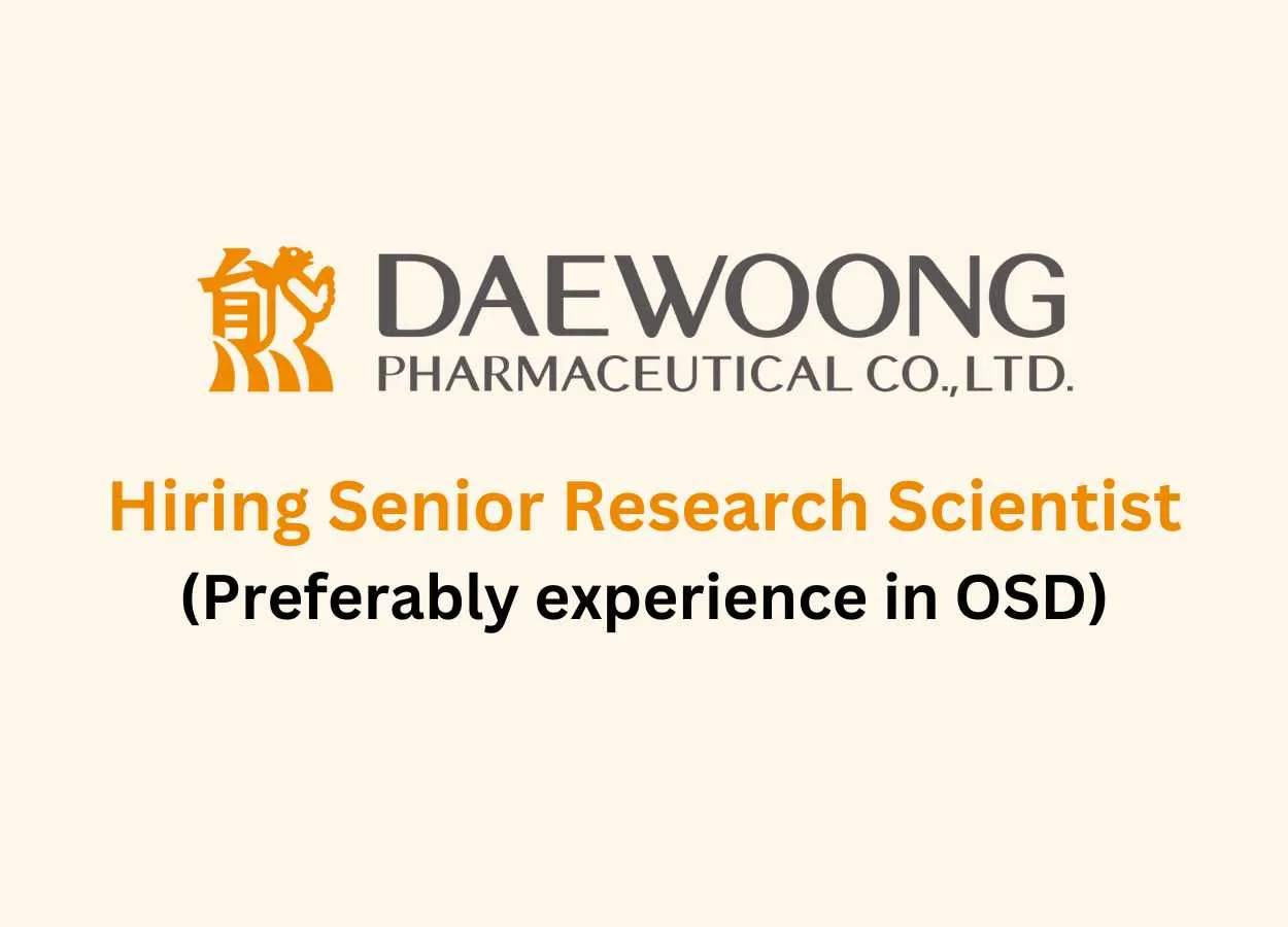Daewoong Pharmaceutical Hiring Senior Research Scientist