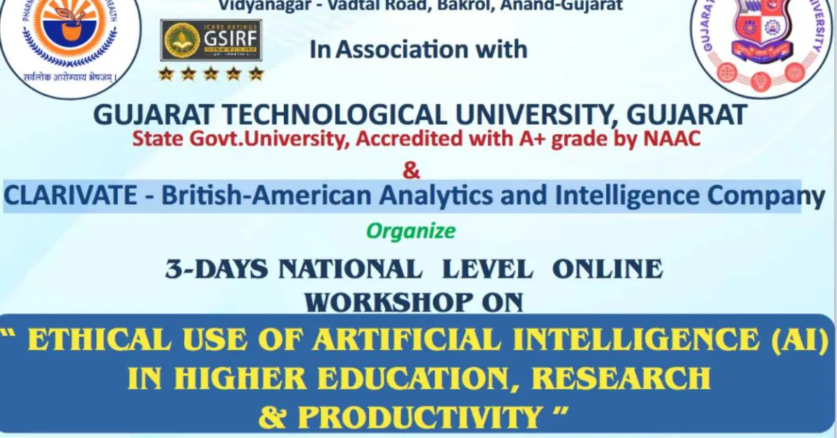 National-Level Online Workshop on Ethical use of AI in Higher Education, Research & Productivity at Sardar Patel College of Pharmacy