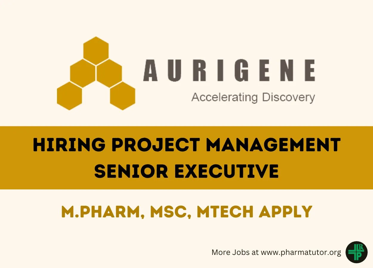 Work as Project Management Senior Executive at Aurigene