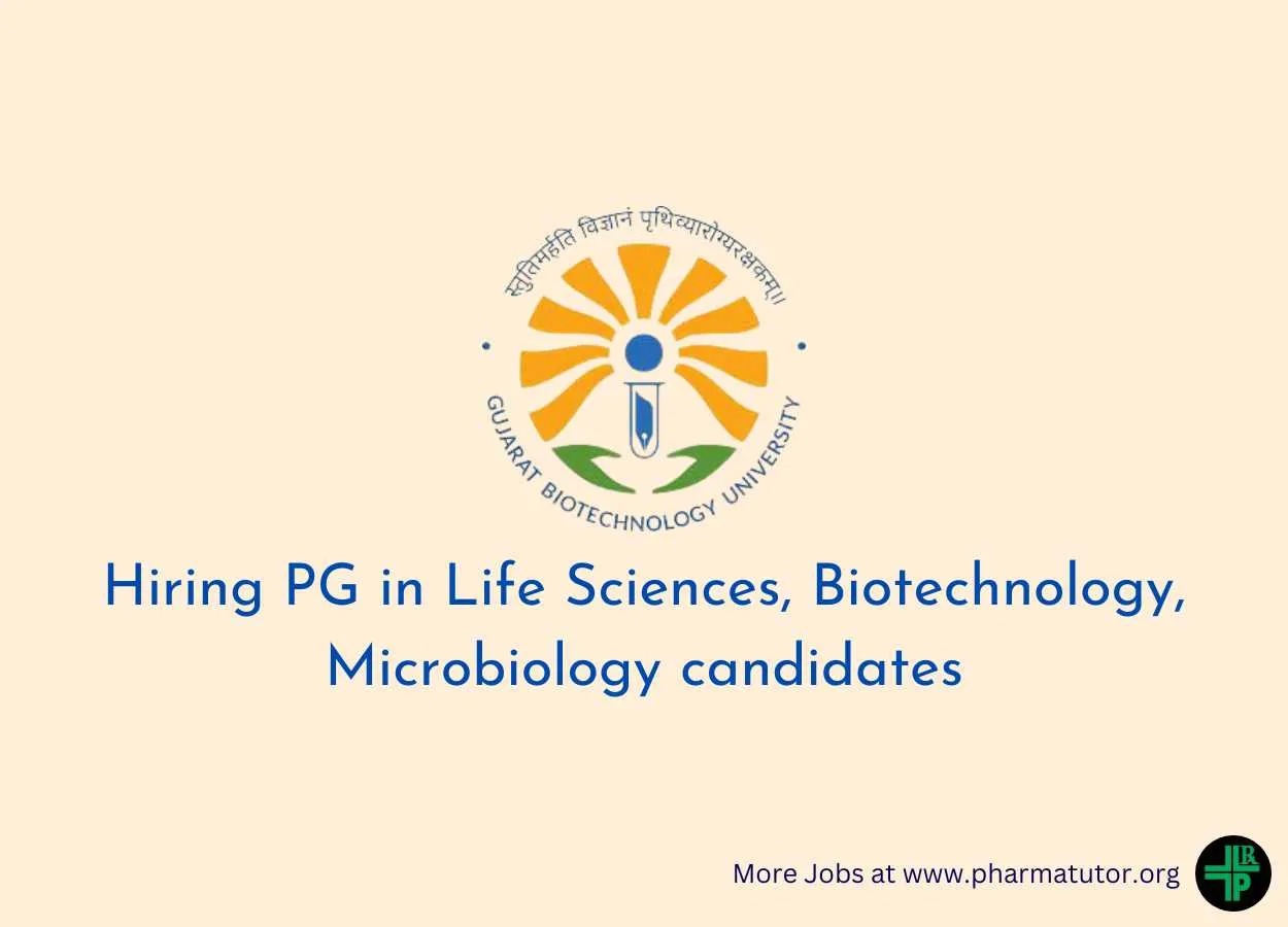 GBU Hiring PG in Life Sciences, Biotechnology, Microbiology candidates
