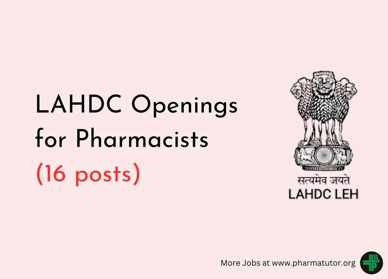 Openings for Pharmacists under Leh Autonomous Hill Development Council