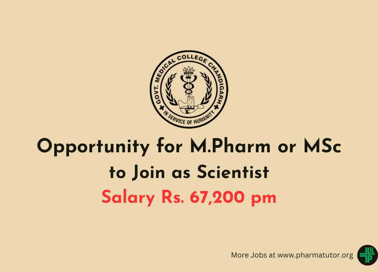 Opportunity for M.Pharm or MSc to Join Government Medical College Hospital as Scientist