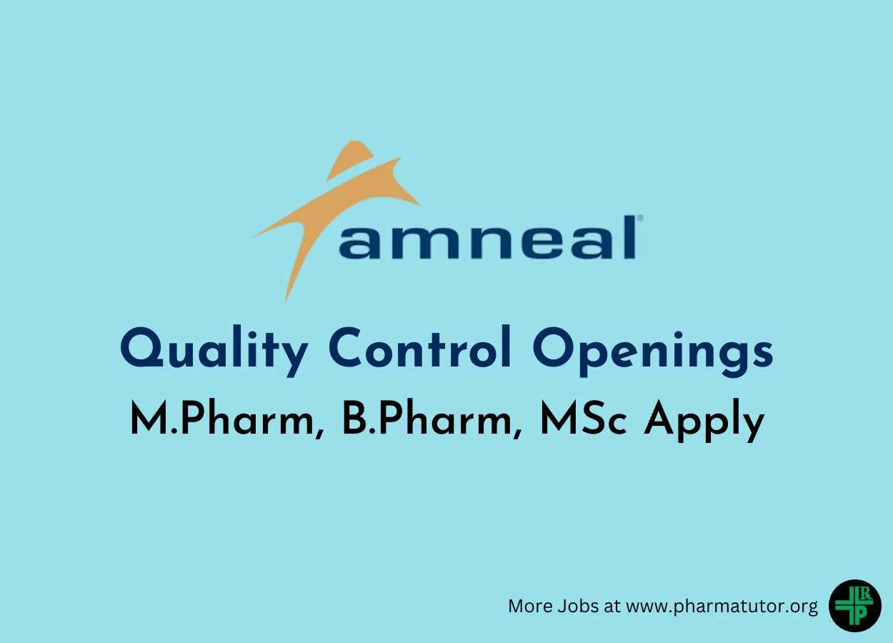 Walk in Drive for M.Pharm, B.Pharm, MSc in Quality Control at Amneal Pharma