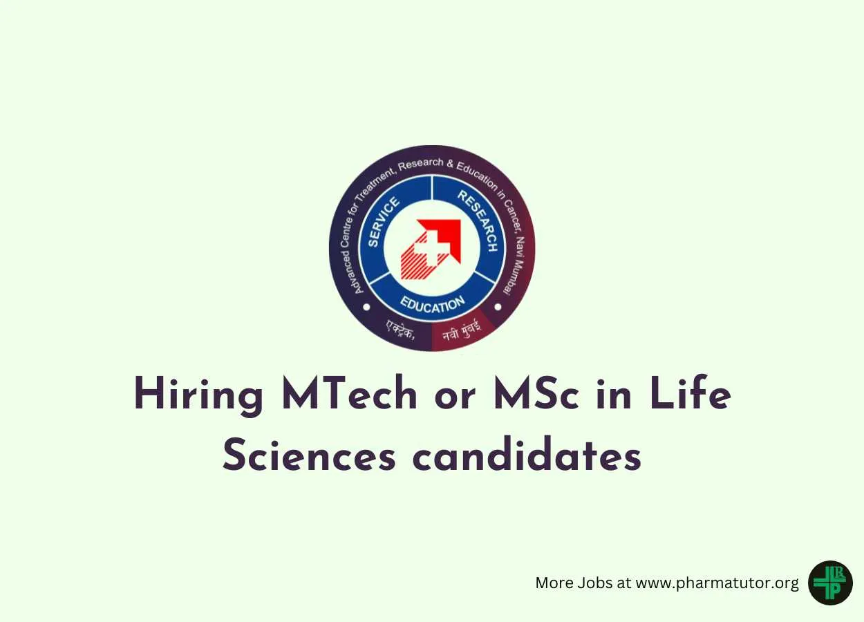 ACTREC Hiring MTech or MSc in Life Sciences candidates