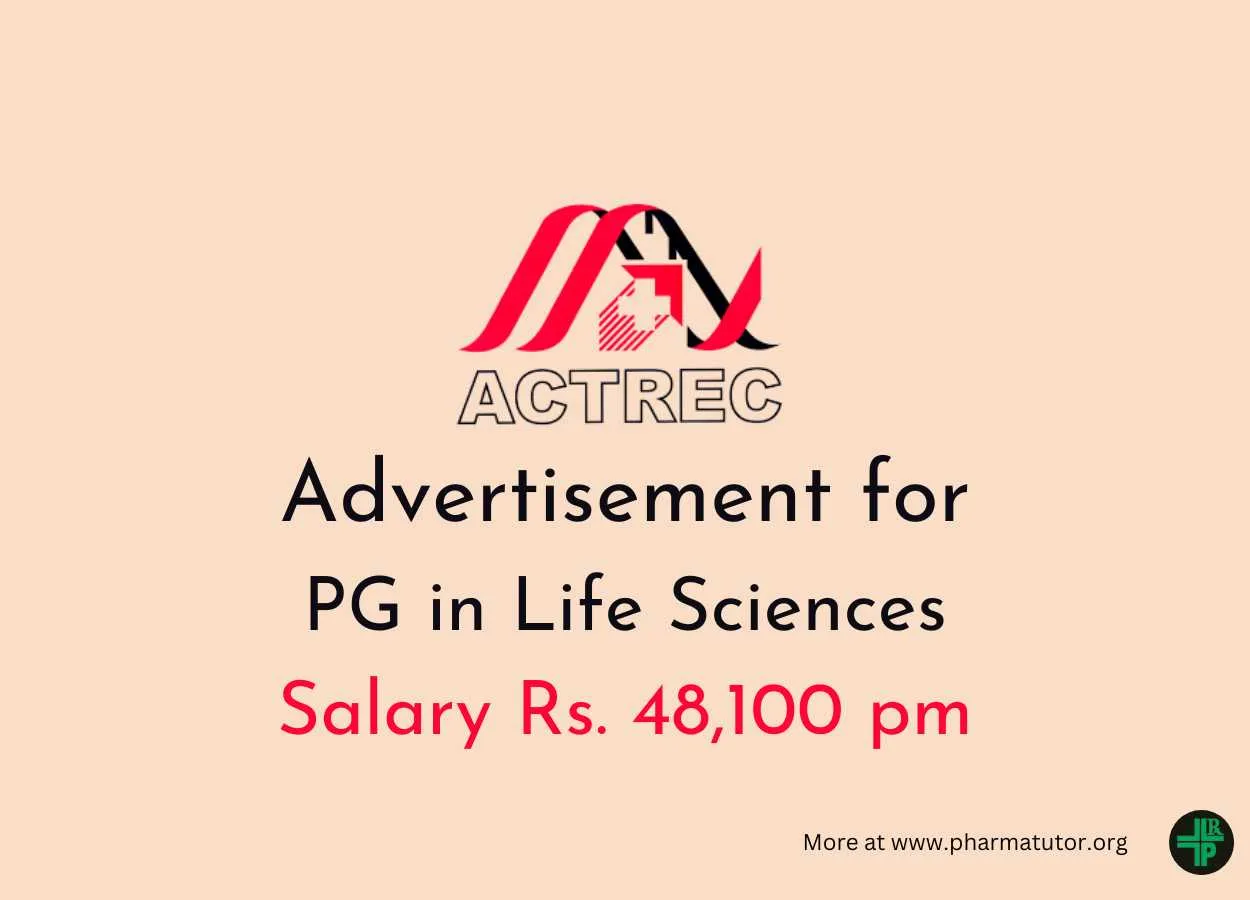 Advertisement for PG in Life Sciences at ACTREC