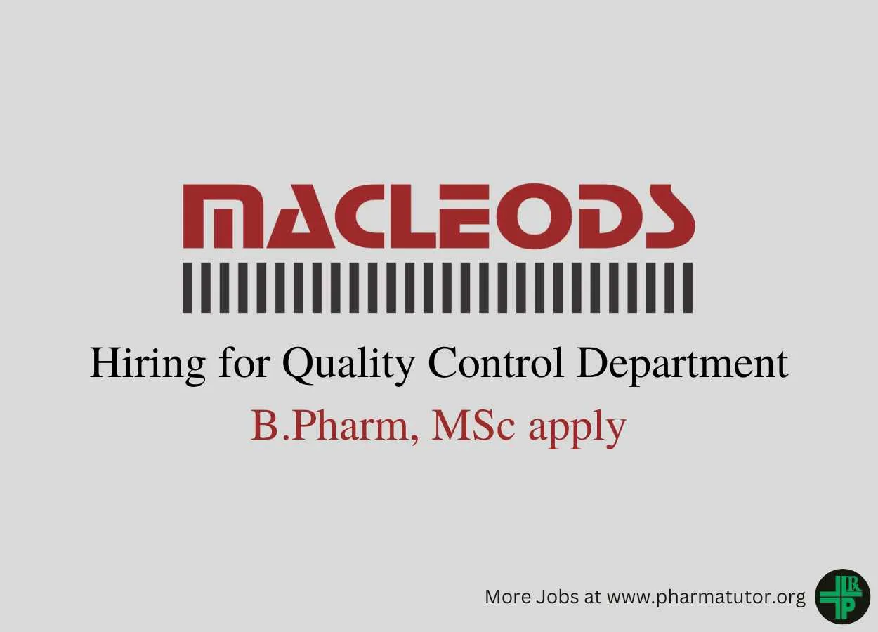 Hiring for Quality Control Department at Macleods