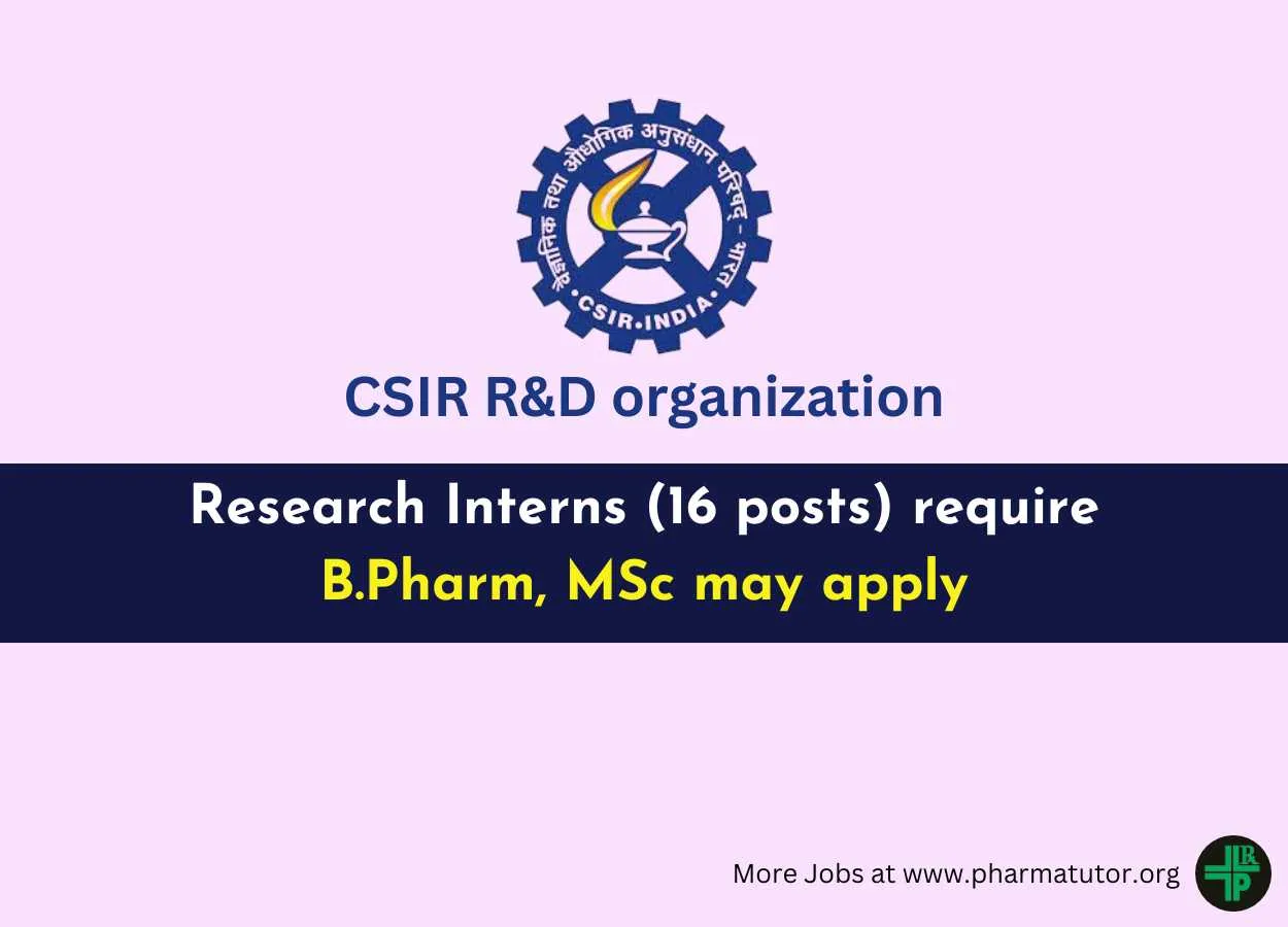 Research Interns require at CSIR R&D organization