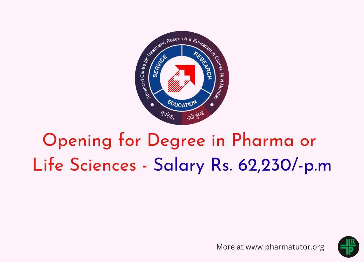 Opening for Degree in Life Sciences or Pharma at ACTREC