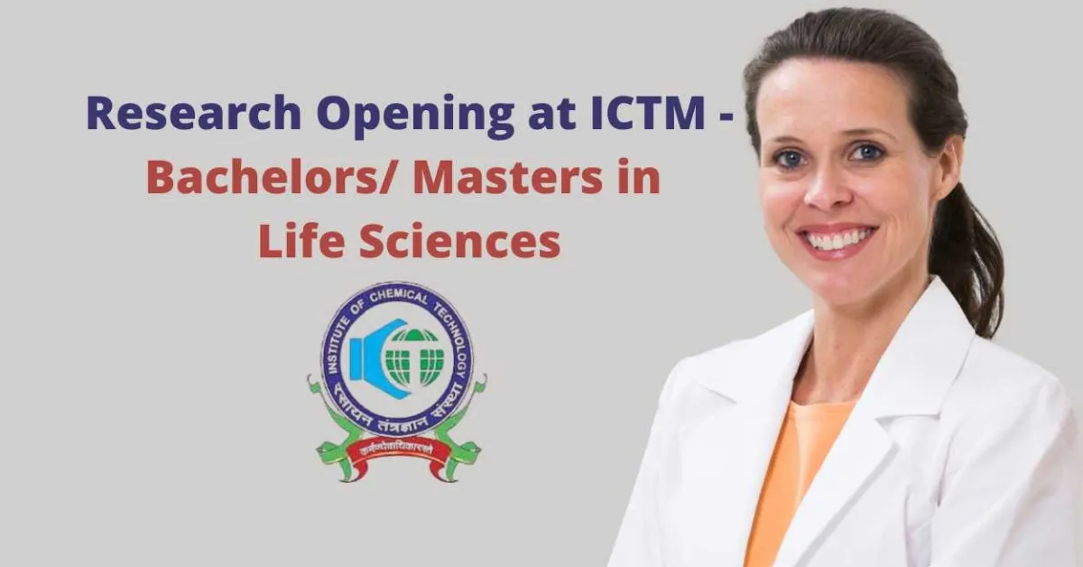 Opening for Project Assistants at ICTM - Bachelors/Masters in sciences/Life Sciences