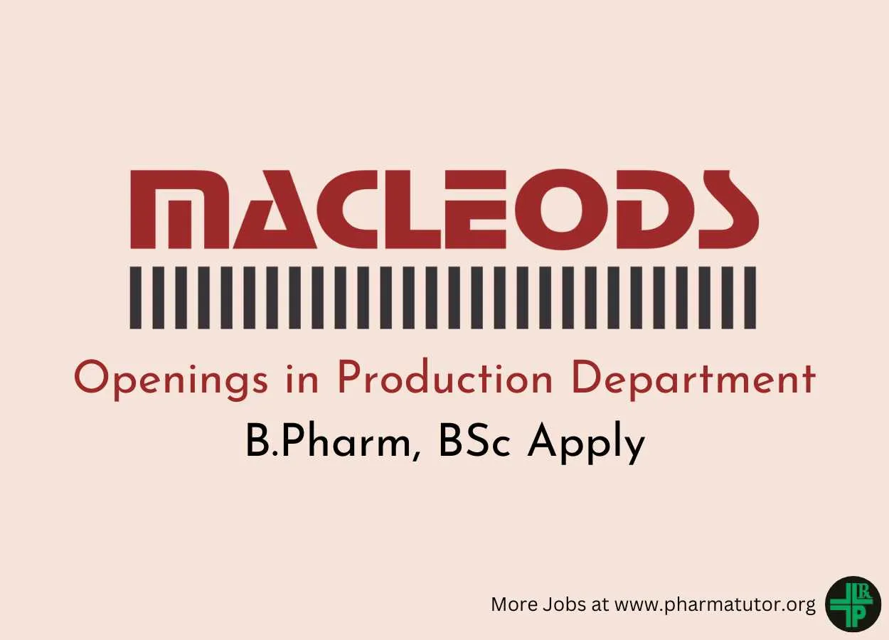 Openings in Production Department at Macleods