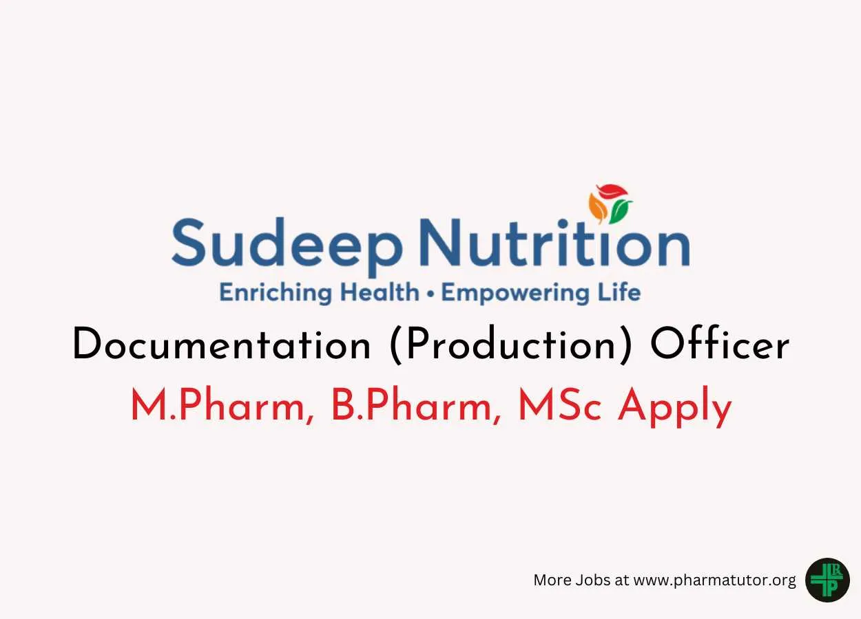 Work as Documentation Officer at Sudeep Nutrition
