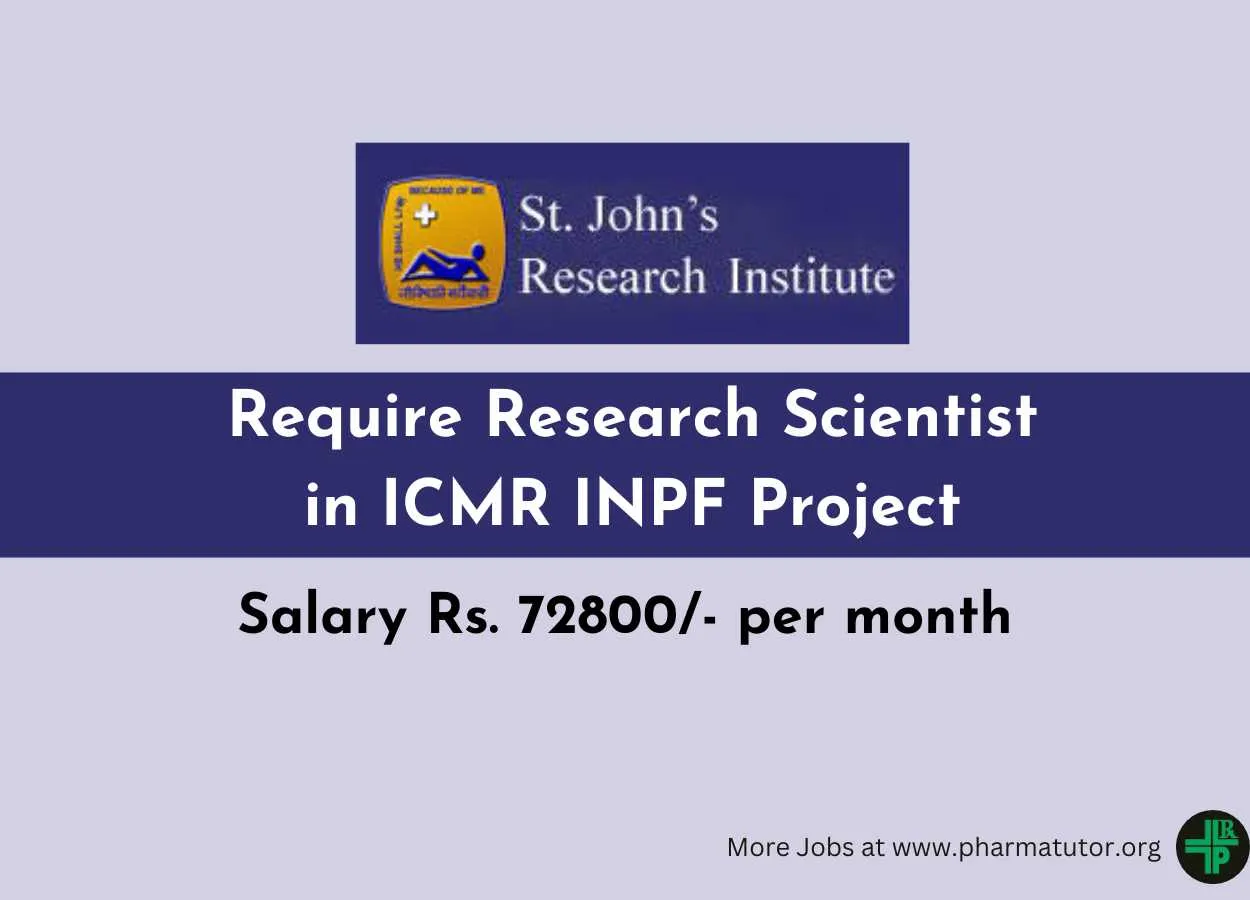 SJRI Require Research Scientist in ICMR INPF Project