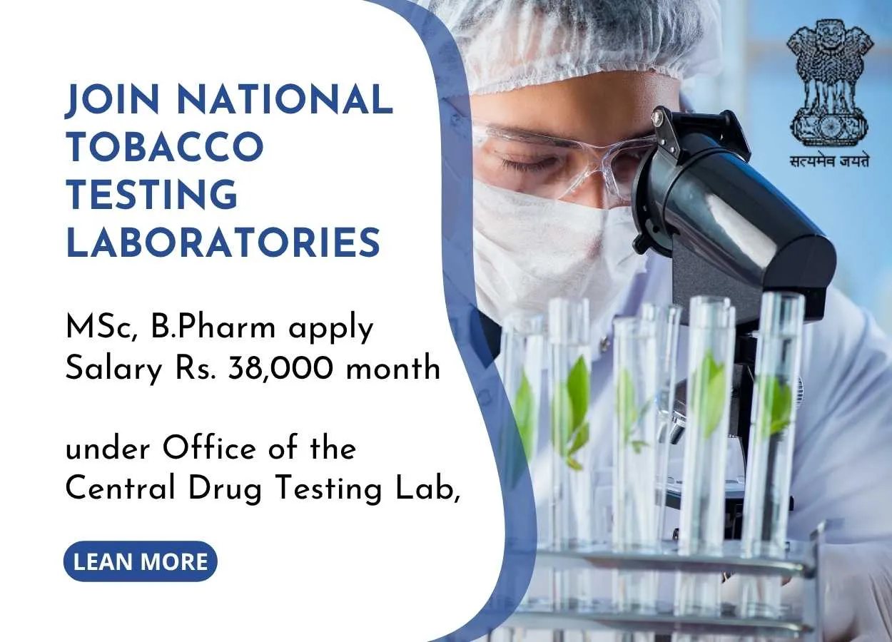 Advertisement for B.Pharm, MSc candidates as Technical Assistant at NTTL