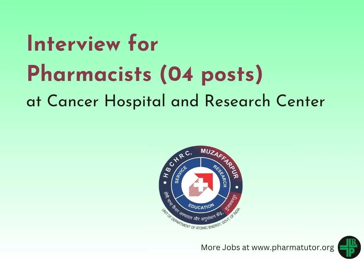 Interview for Pharmacists at Cancer Hospital and Research Center