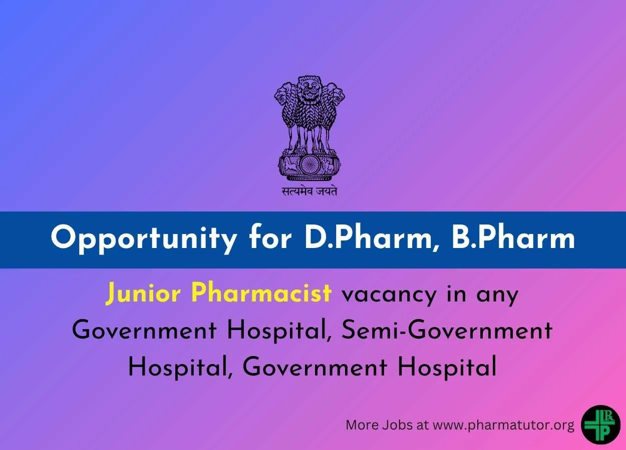 Pharmacist openings in State Government Hospital under Municipal Corporation - DPharm or BPharm can apply