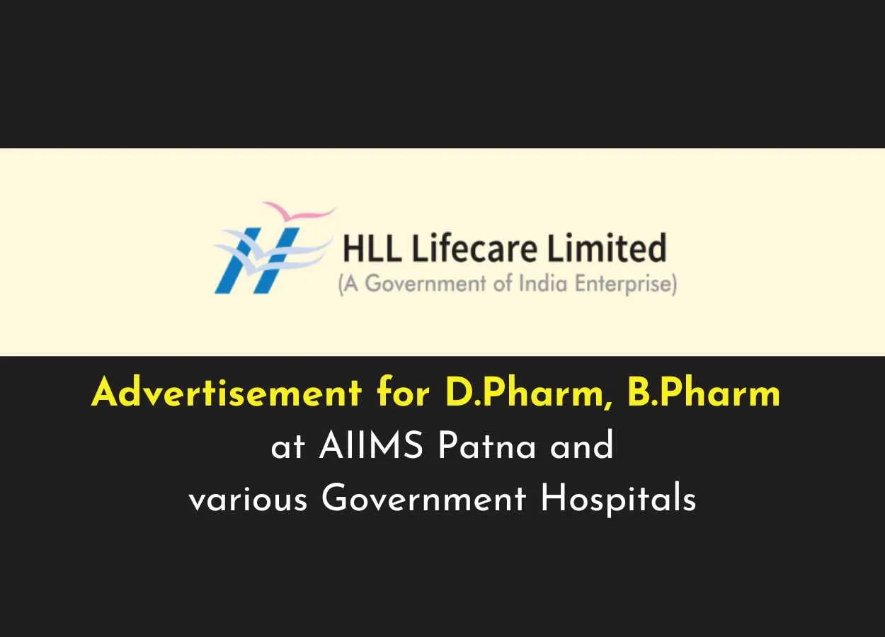 Advertisement for D.Pharm, B.Pharm candidates in AMRIT Pharmacies at AIIMS Patna and various Government Hospitals
