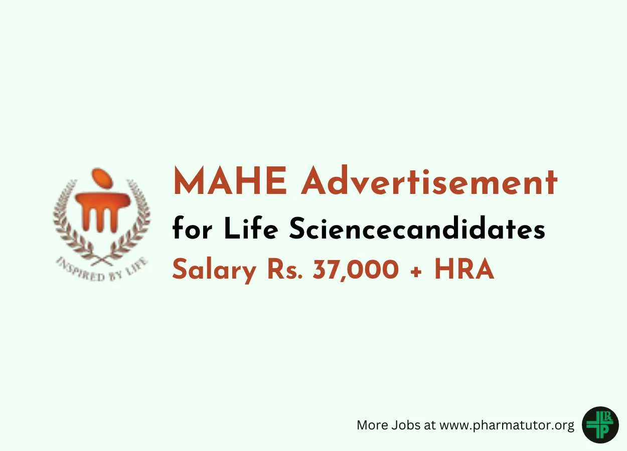 Advertisement for Life Science candidates at Manipal Academy of Higher Education
