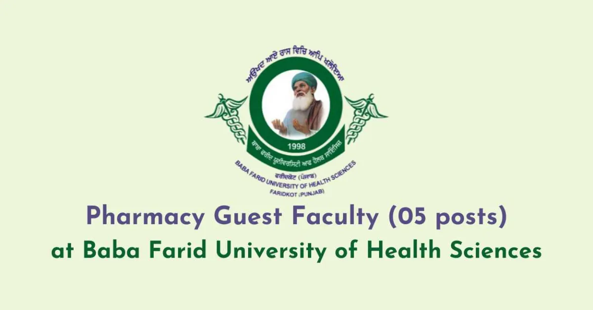Advertisement for the Post of Pharmacy Guest Faculty at Baba Farid University of Health Sciences