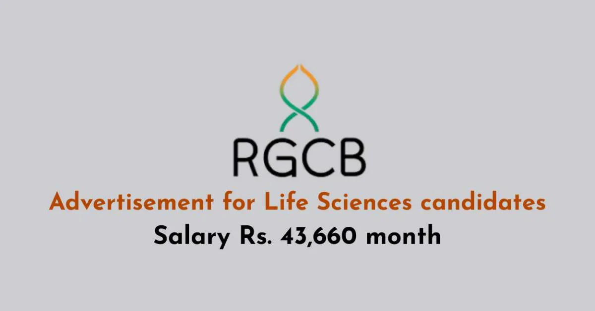 BRIC-RGCB Advertisement for Life Sciences candidates