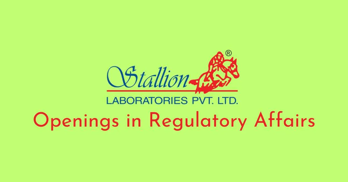 Openings in Regulatory Affairs at Stallion Laboratories