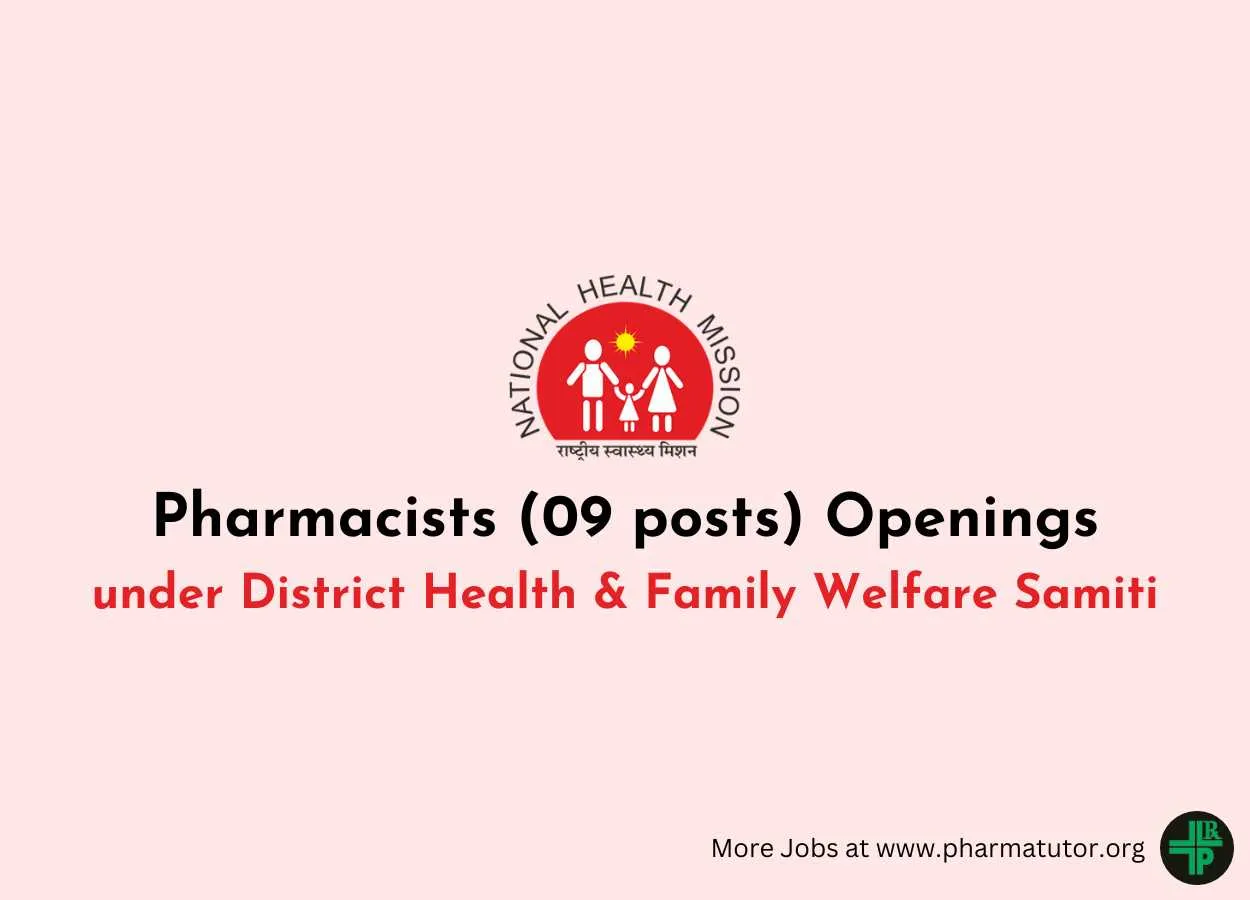 Pharmacists Openings under District Health & Family Welfare Samiti