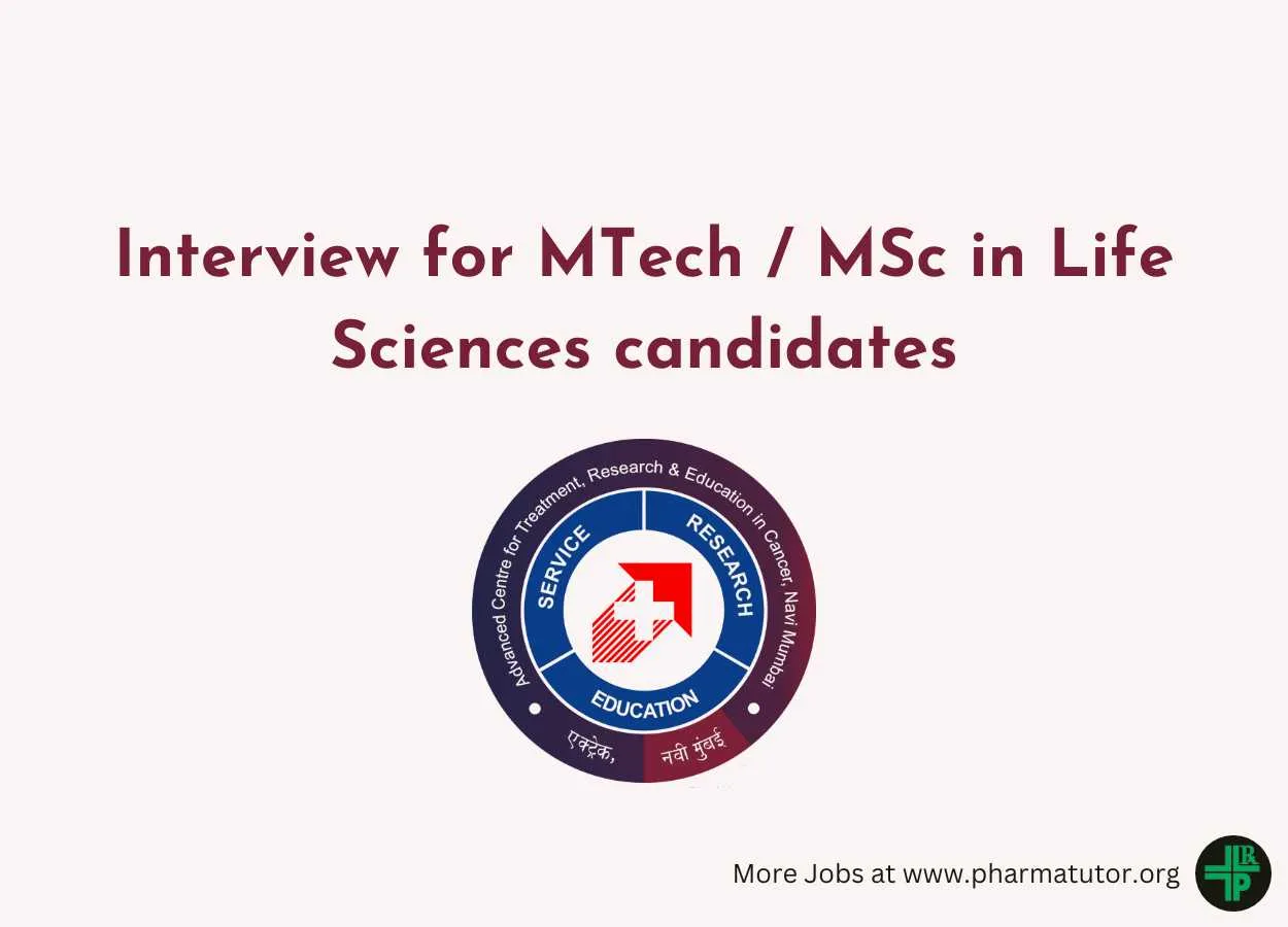 ACTREC Interview for MTech / MSc in Life Sciences candidates