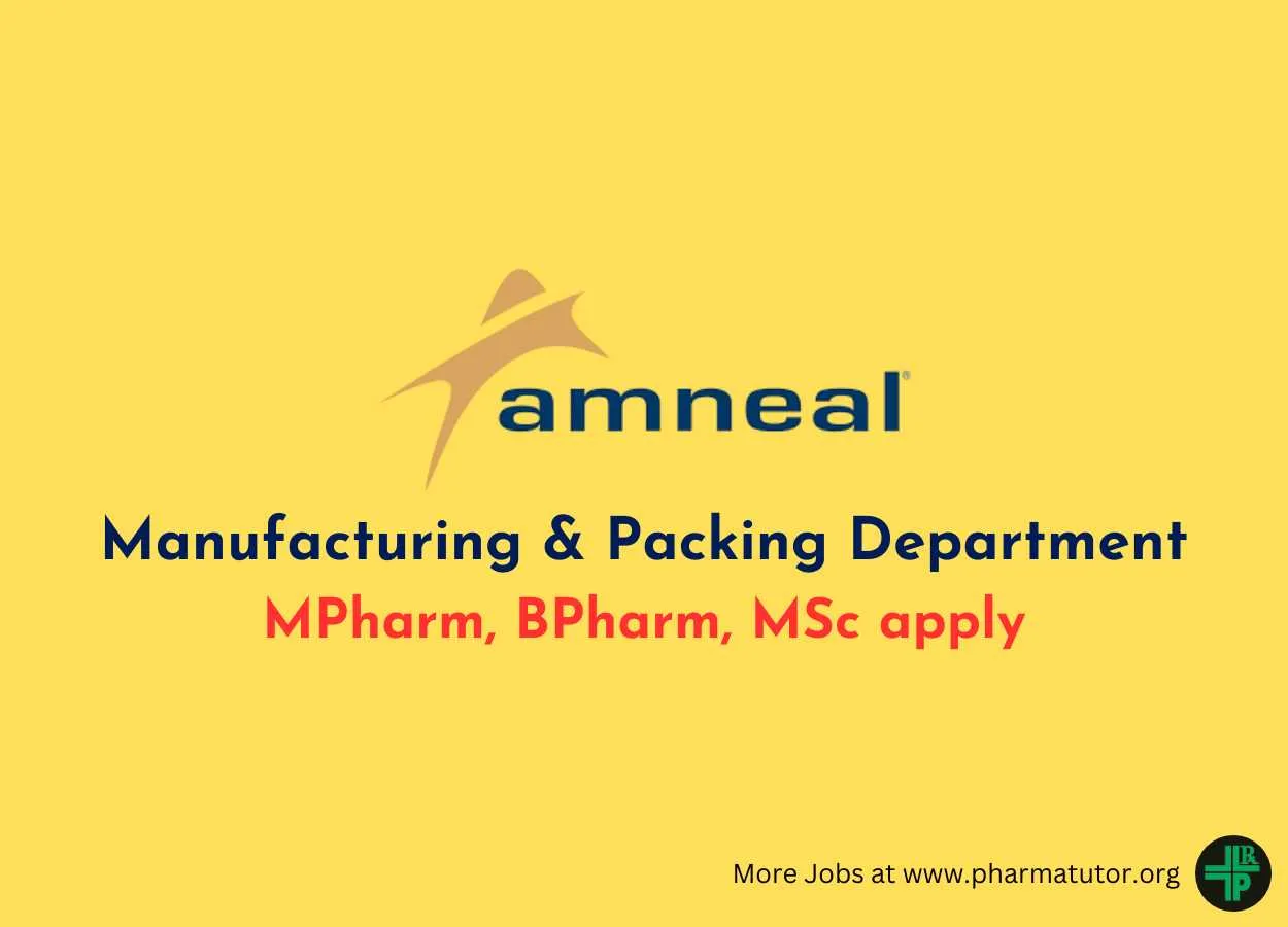 Amneal Pharma looking for candidates in Manufacturing & Packing Department