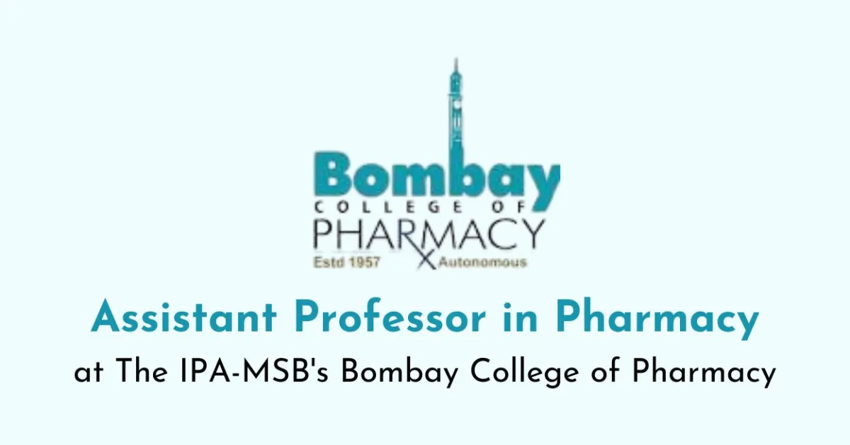 Application for Full time teaching posts at The IPA-MSB's Bombay College of Pharmacy