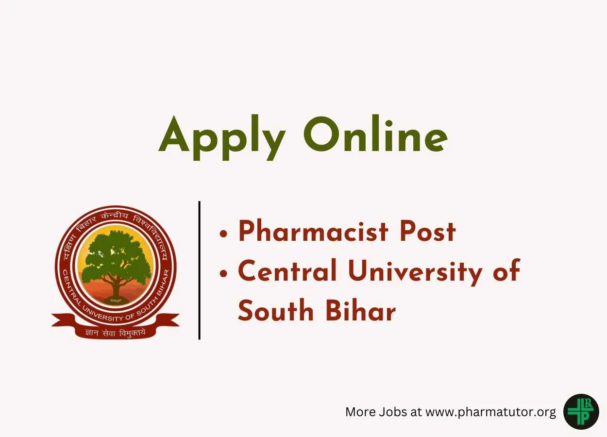 Apply Online for post of Pharmacist at Central University of South Bihar