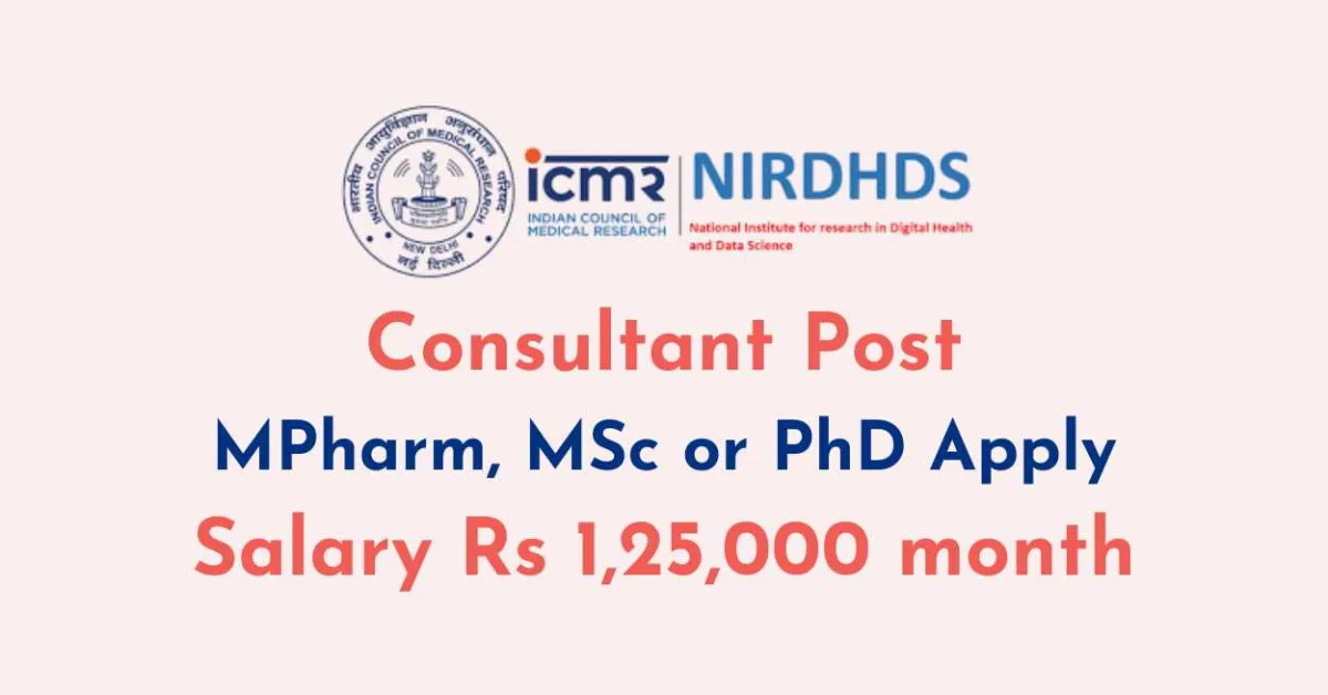 Career for MPharm, MSc or PhD as Consultant at NIRDHDS