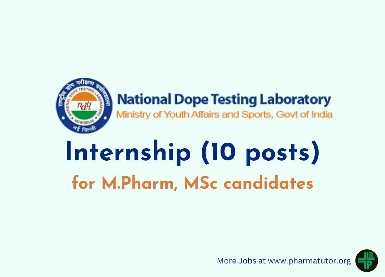 Internship for M.Pharm, MSc candidates at National Dope Testing Laboratory